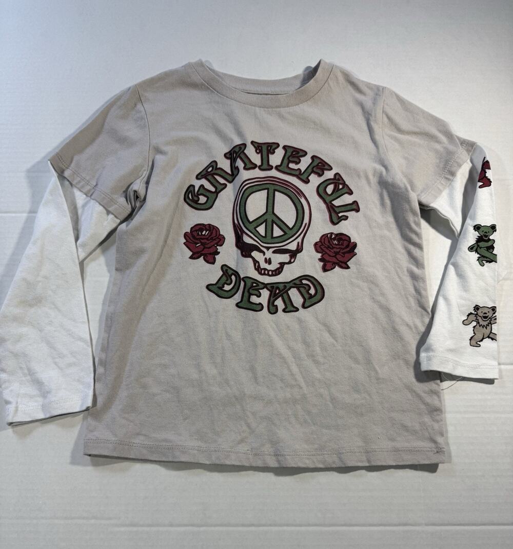 Grateful Dead kids Long Sleeve Graphic T-Shirt Gray/White Rock & Pop, Size M